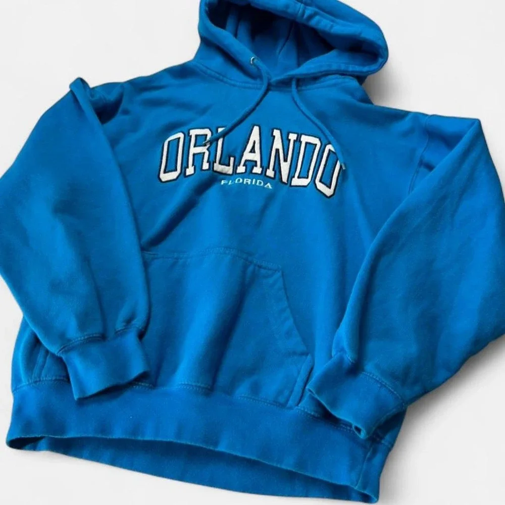 Pacific & Company Orlando Florida Hoodie Blue Embroidered Pullover Small